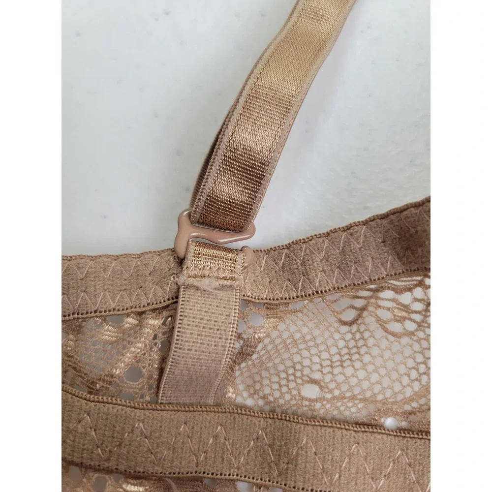 Rene Rofe Push Up Bra Underwire Floral Lace Romantic Chic Tan Brown Sz 34C - Picture 8 of 8